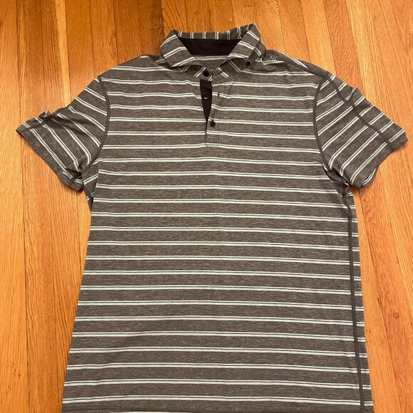 Lululemon Men's Polo Shirt – Size Large – Striped / Breathable / Athletic Fit - Picture 2 of 3